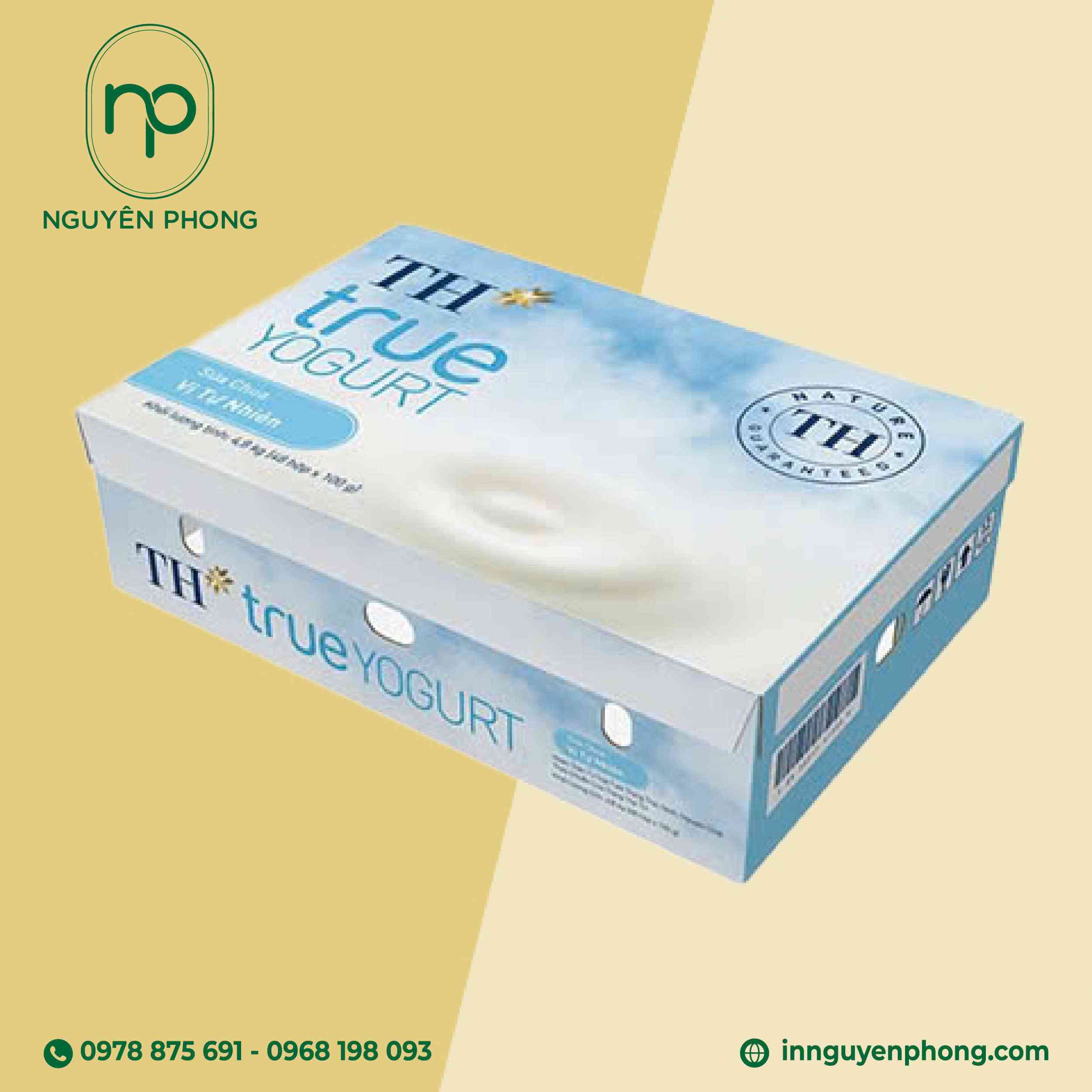 Mẫu thùng đựng sữa của TH true yogurt sữa chua vị tự nhiên 
